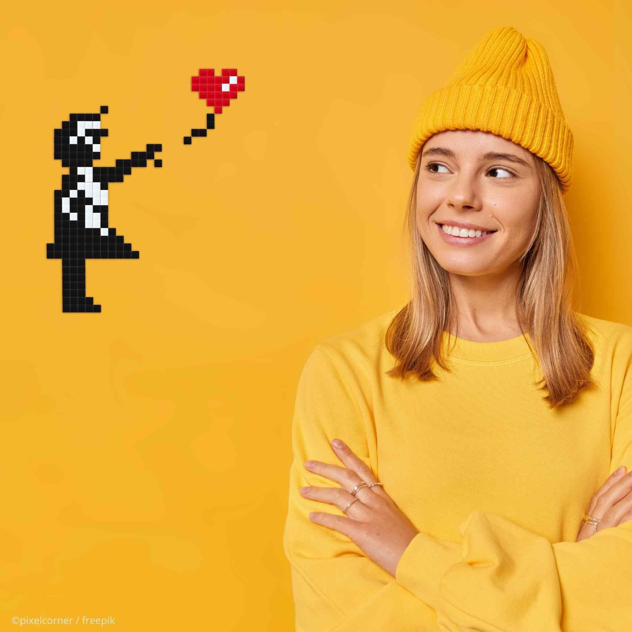 Big Girl with Balloon - Art kit mosaïque Pixel Corner